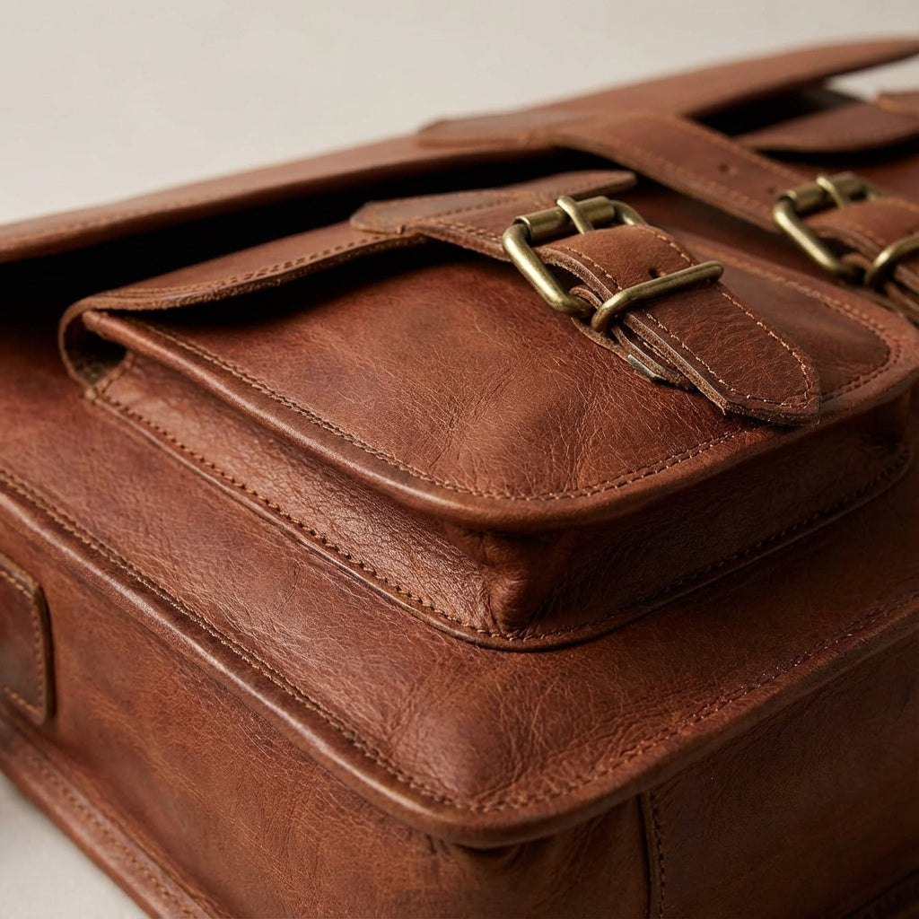 Vintage Messenger Tas Van Geitleer - Vintageo