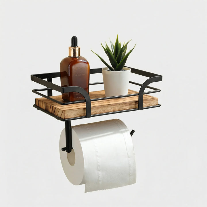 Wandgemonteerde Plank Met Toiletrolhouder - Wallnest