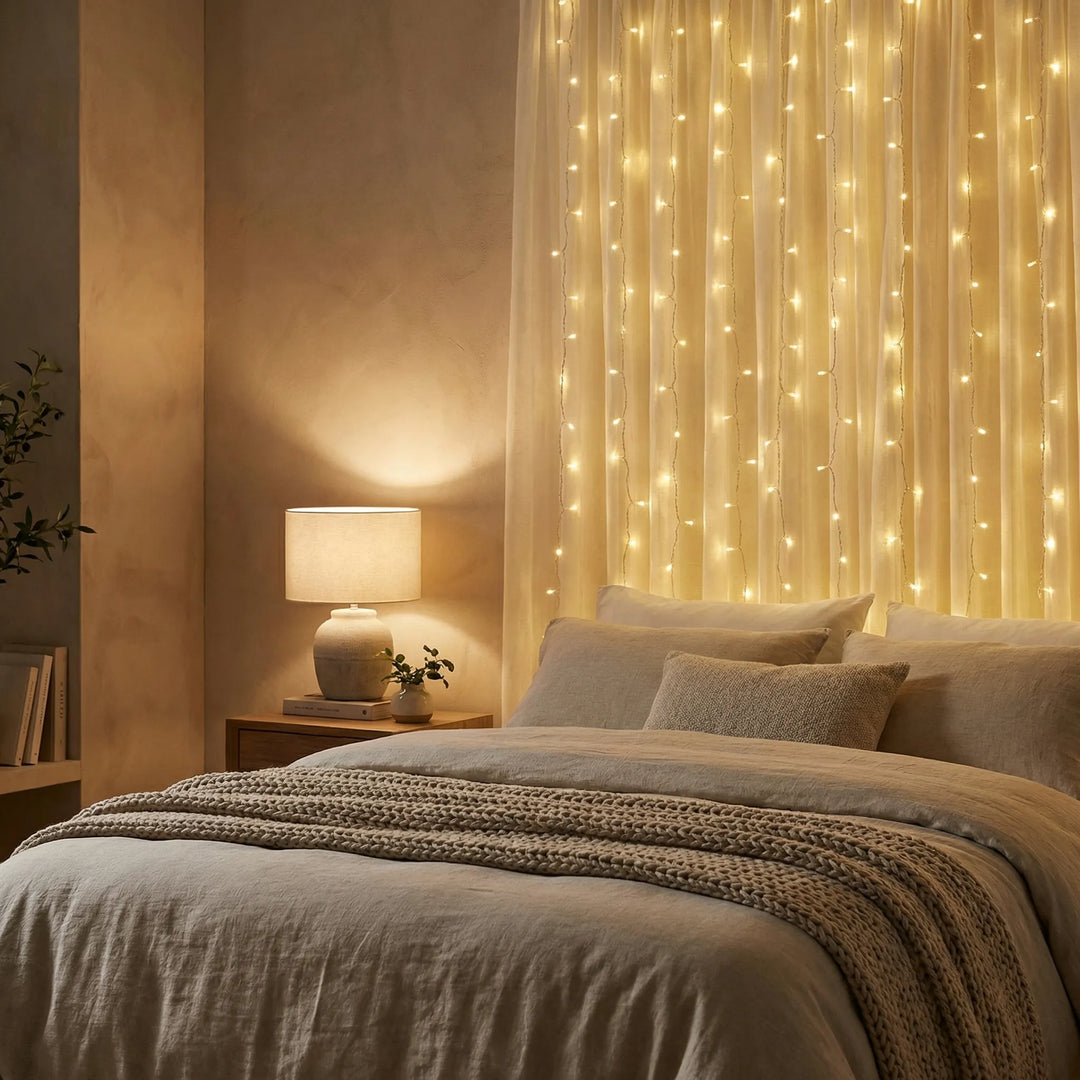 Warm Wit LED-Lichtgordijn Voor Binnen En Buiten - Glowdrop