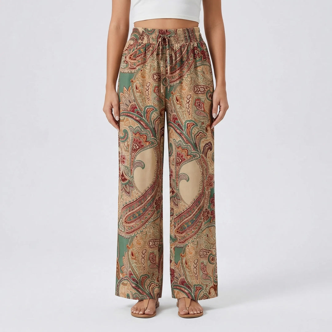 Wide-Leg Printed Boho Trousers - Hannah