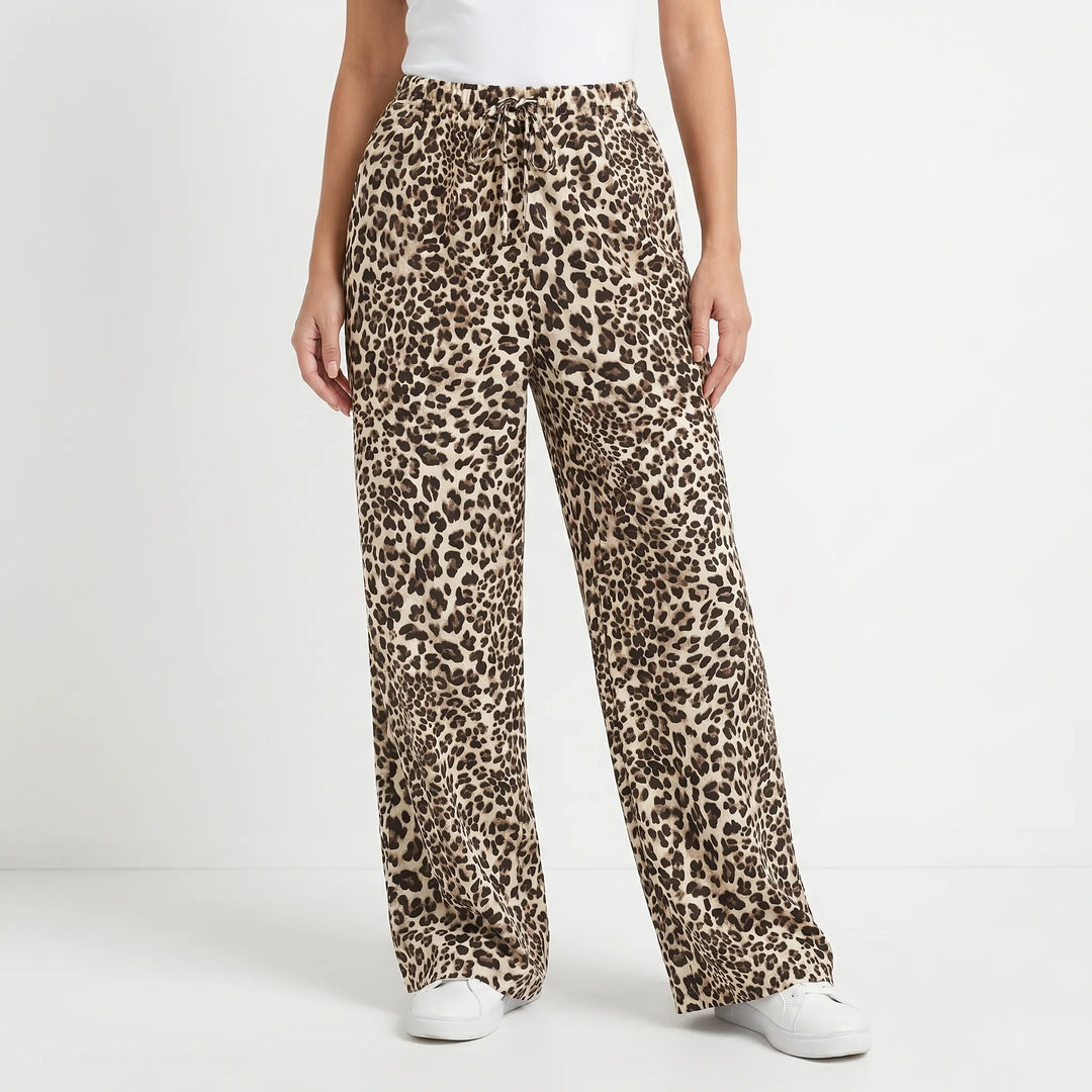 Wide Leg Leopard Trousers - Teresa