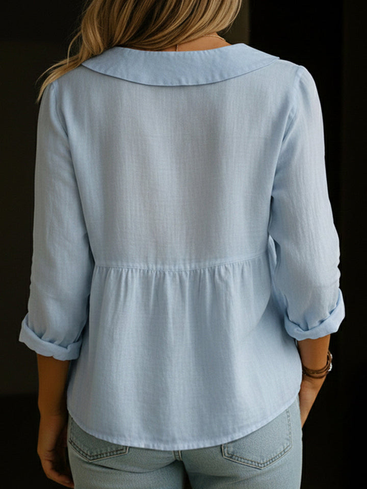 Women's Long Sleeve Button Up Blouse - Aurora
