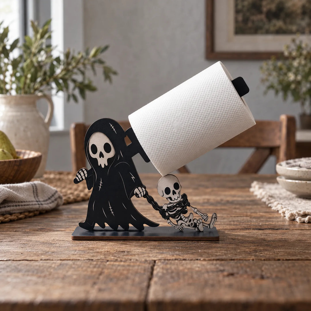 Wooden Toilet Roll Holder Stand - Grimroll
