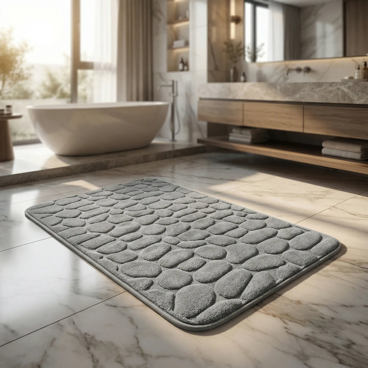 Zachte Antislip Badmat Met Keienpatroon - Drystone