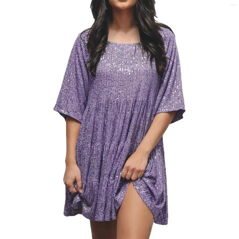 A-line Dress - ShimmerFlow-Purple-M-Nora Luxe