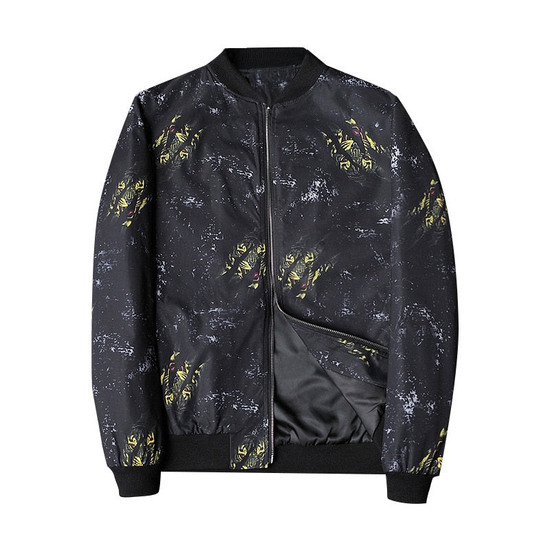 Abstract Printed Men's Bomber Jacket - Enzo-Black Gold-S-Nora Luxe