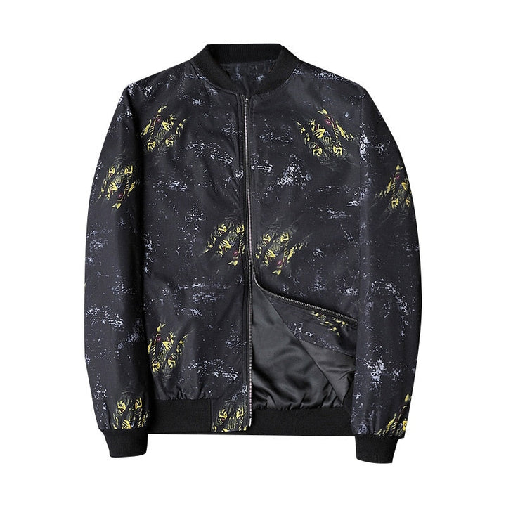 Abstract Printed Men's Bomber Jacket - Enzo-Black Gold-S-Nora Luxe