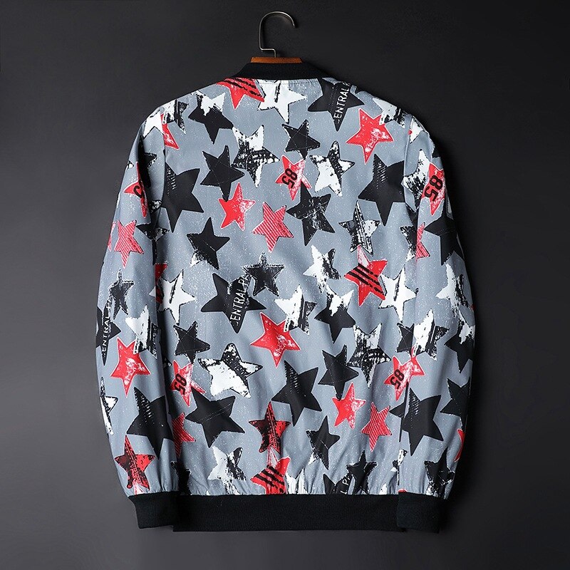 Abstract Printed Men's Bomber Jacket - Enzo-Black White-S-Nora Luxe