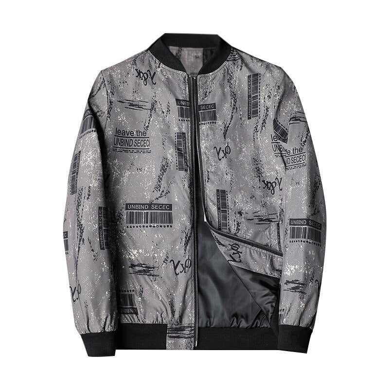Abstract Printed Men's Bomber Jacket - Enzo-Gray-S-Nora Luxe