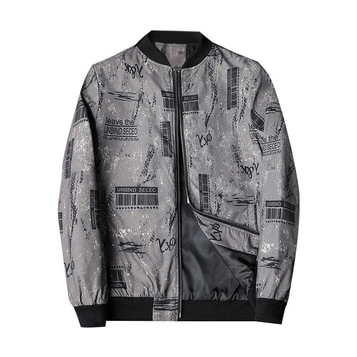 Abstract Printed Men's Bomber Jacket - Enzo-Gray-S-Nora Luxe