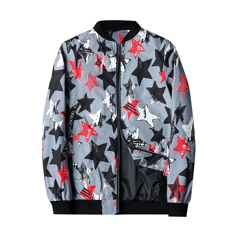 Abstract Printed Men's Bomber Jacket - Enzo-Gray Star-S-Nora Luxe
