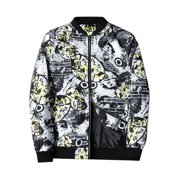 Abstract Printed Men's Bomber Jacket - Enzo-White-S-Nora Luxe