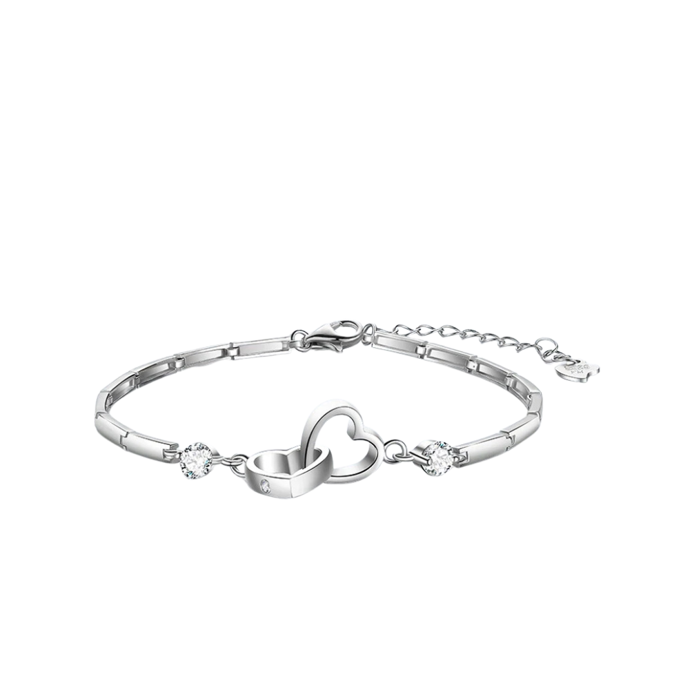 Adjustable 925 Silver Double Heart Bracelet-Nora Luxe