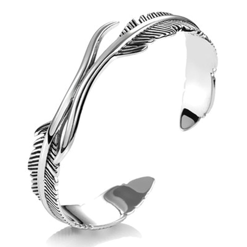 Adjustable Bracelet with Silver Feathers-Nora Luxe