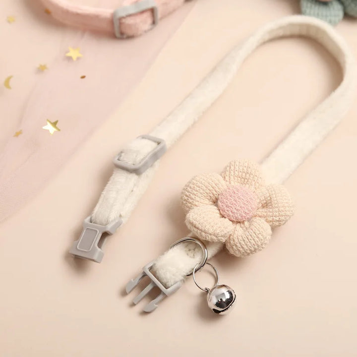 Adjustable Cat Collar with Flower - FlowerCharm-Pink-Nora Luxe