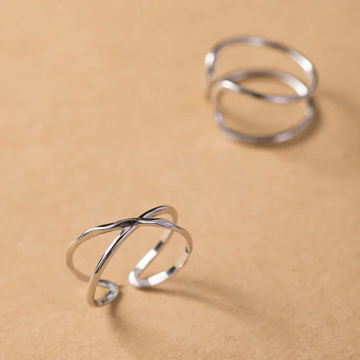 Adjustable Double Lines Ring - Lina-Crossed-Nora Luxe