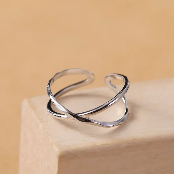 Adjustable Double Lines Ring - Lina-Crossed-Nora Luxe