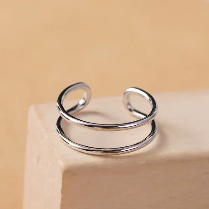 Adjustable Double Lines Ring - Lina-Parallel-Nora Luxe