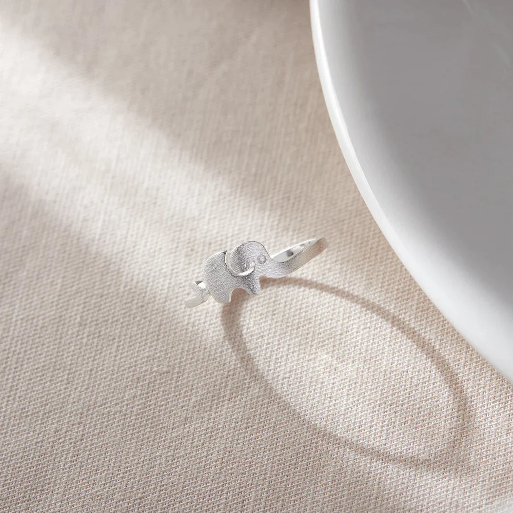 Adjustable Elephant Silver Ring | Animal Design Jewellery-Nora Luxe