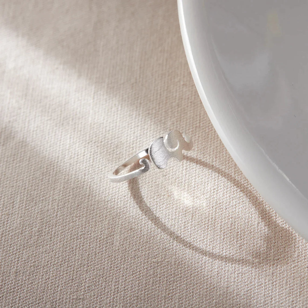 Adjustable Elephant Silver Ring | Animal Design Jewellery-Nora Luxe