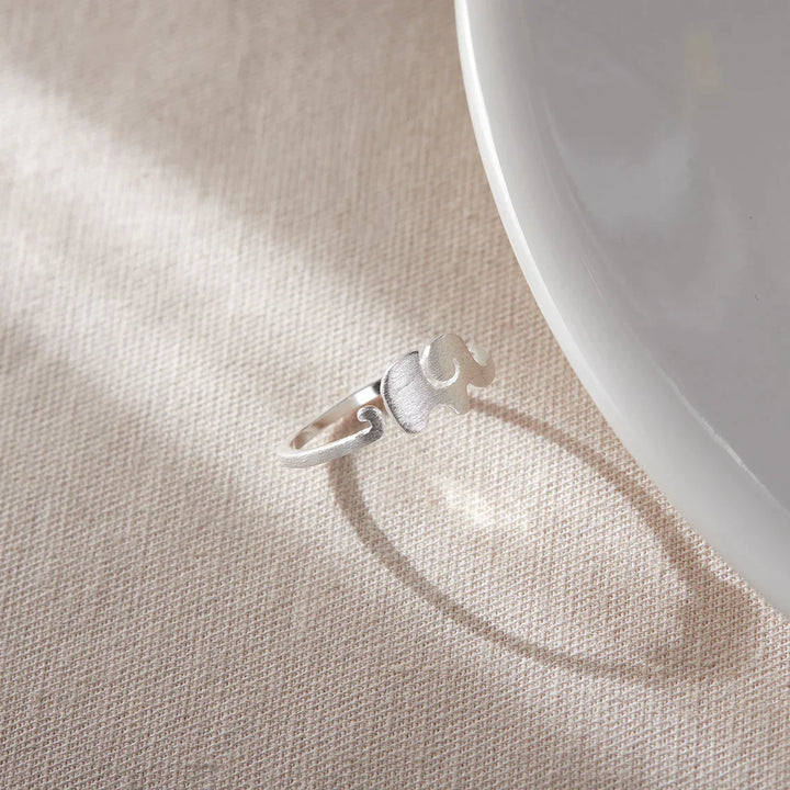 Adjustable Elephant Silver Ring | Animal Design Jewellery-Nora Luxe