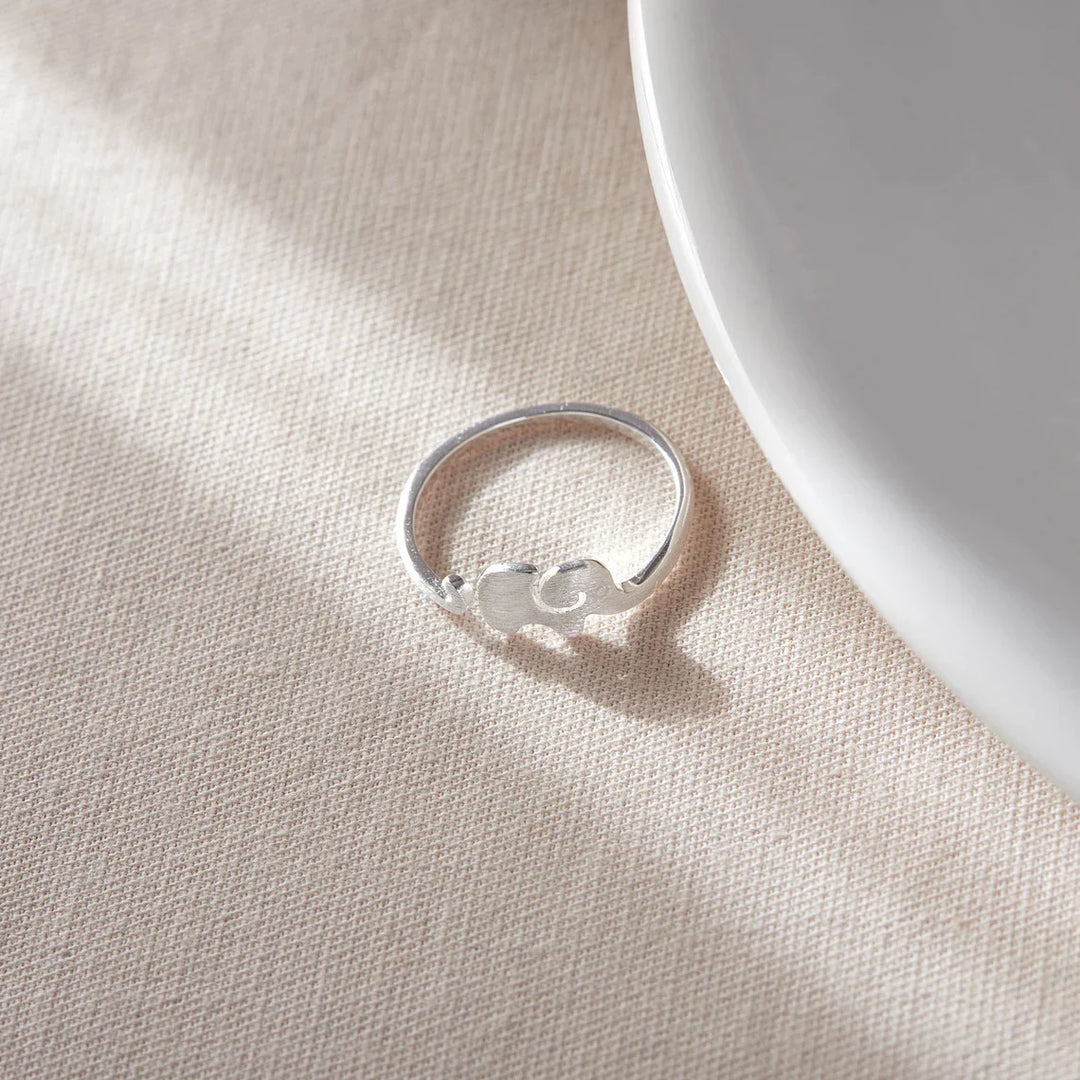 Adjustable Elephant Silver Ring | Animal Design Jewellery-Nora Luxe