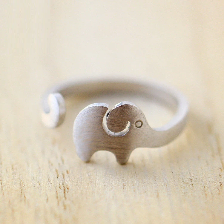 Adjustable Elephant Silver Ring | Animal Design Jewellery-Nora Luxe