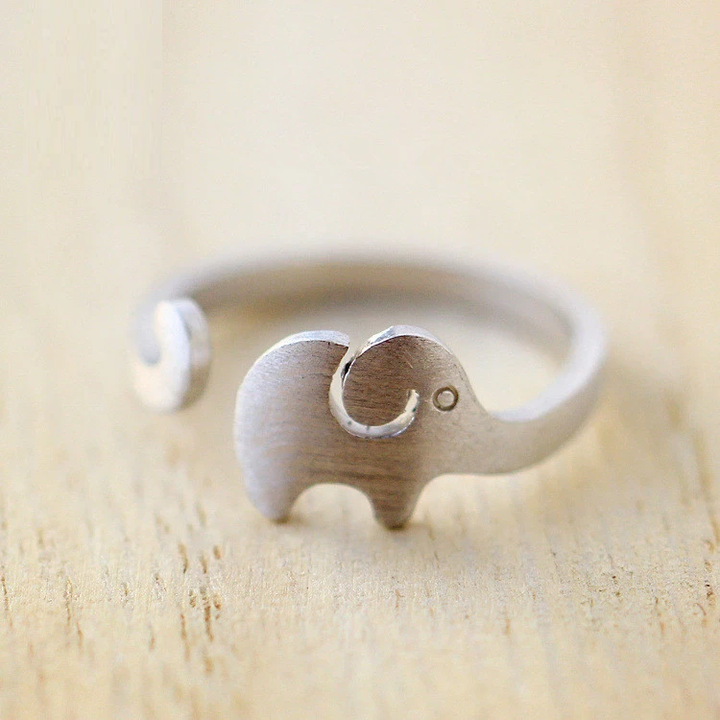 Adjustable Elephant Silver Ring | Animal Design Jewellery-Nora Luxe