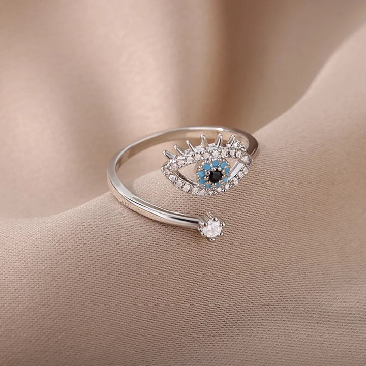 Adjustable Evil Eye Ring | Protective Statement Jewellery-Gold-Nora Luxe