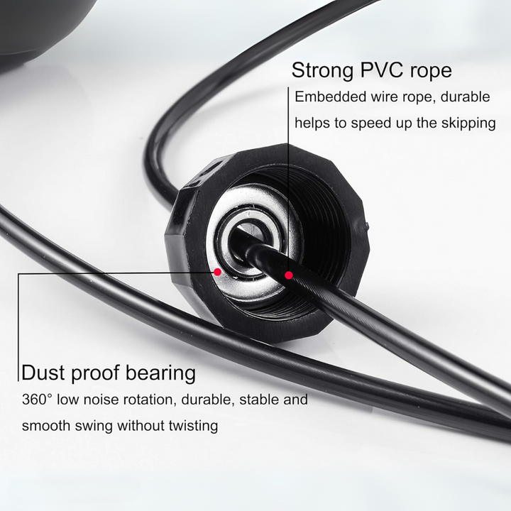 Adjustable Jump Rope with Tangle-Free Bearings-Black-Nora Luxe