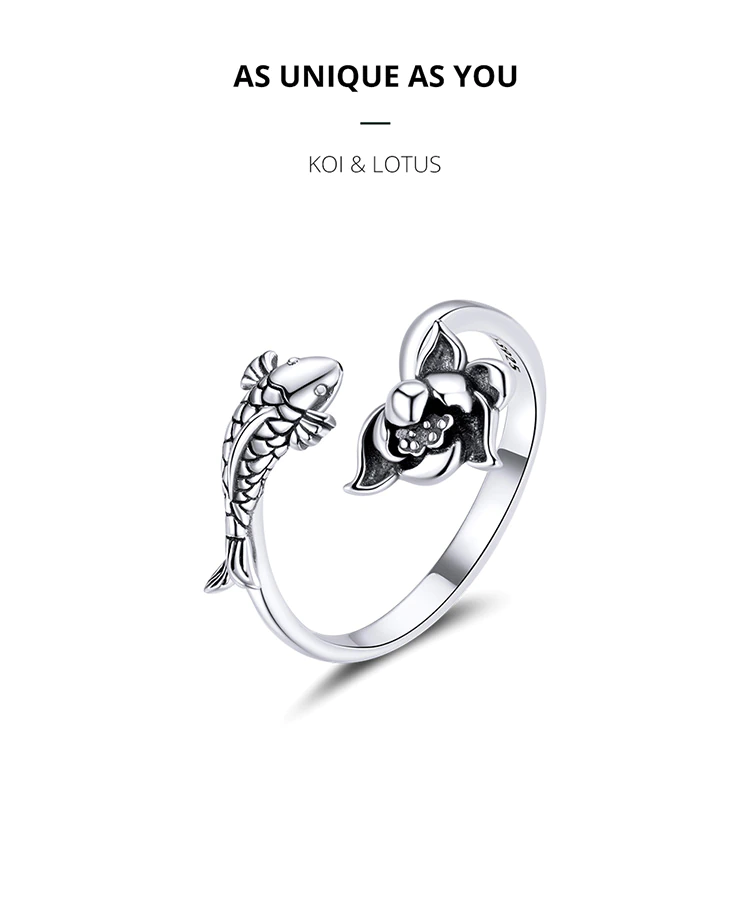 Adjustable Koi and Lotus Ring | Women’s Jewellery-Nora Luxe