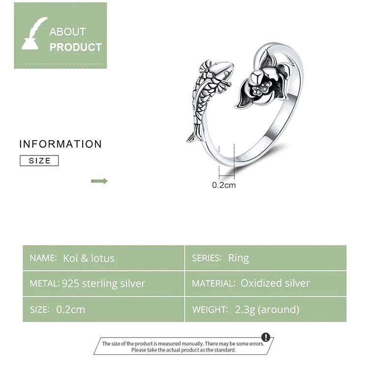 Adjustable Koi and Lotus Ring | Women’s Jewellery-Nora Luxe
