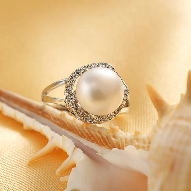 Adjustable Large Pearl Ring | Elegant Statement Jewellery-Nora Luxe