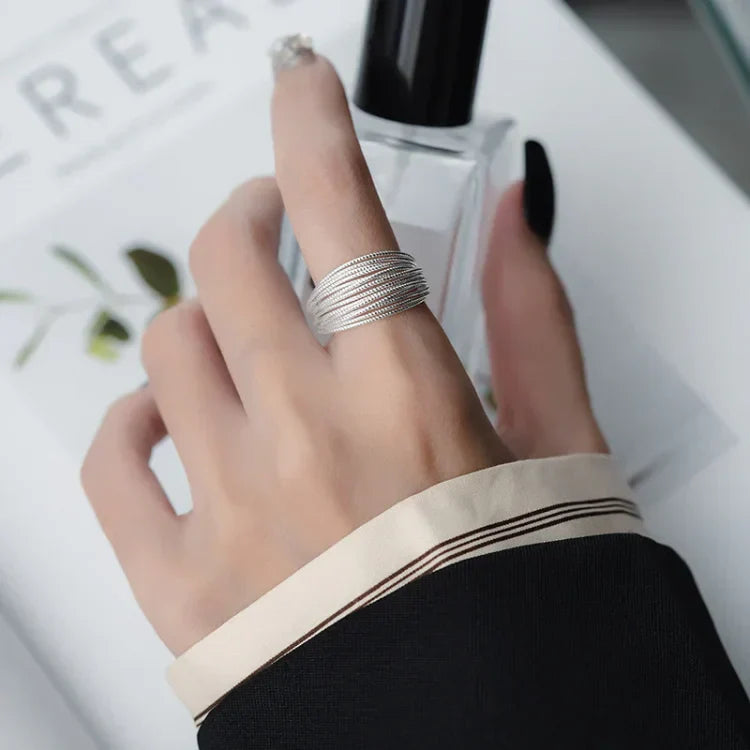 Adjustable Layered Ring - Isolde-Silver-Nora Luxe