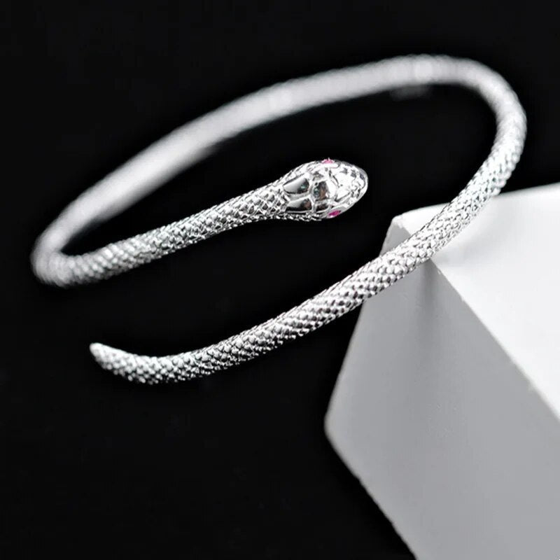 Adjustable Silver Snake Bracelet-Nora Luxe