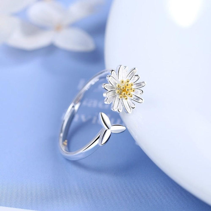 Adjustable Silver Sunflower Ring - Helios-Nora Luxe