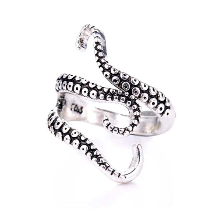 Adjustable Silver Tentacle Ring - Nautilus-Nora Luxe