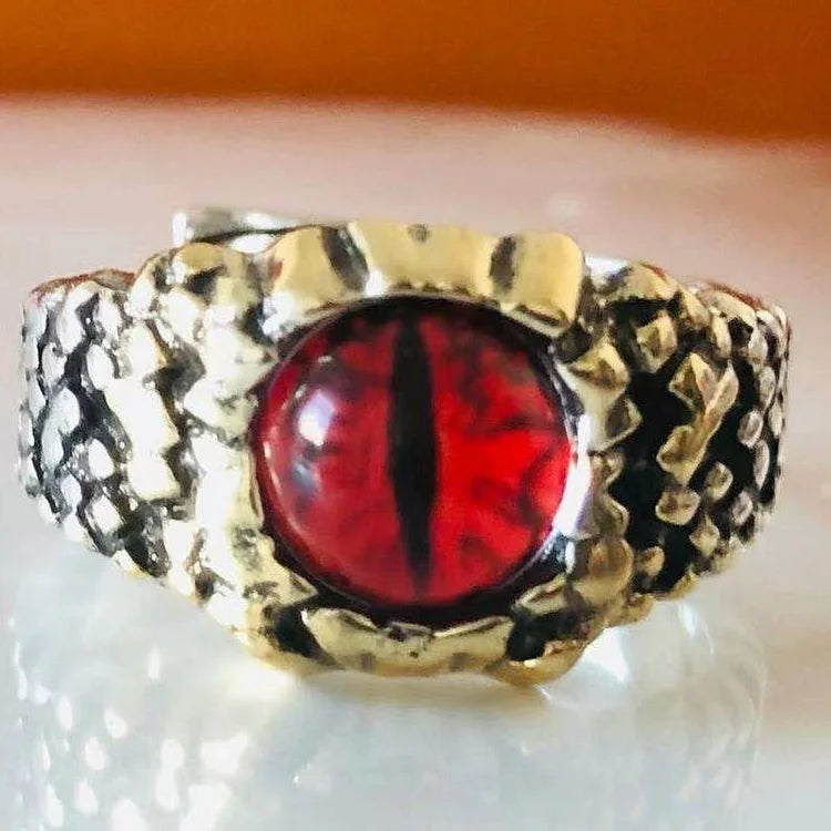 Adjustable Snake Ring with Demon Eye - Damon-Red-Nora Luxe