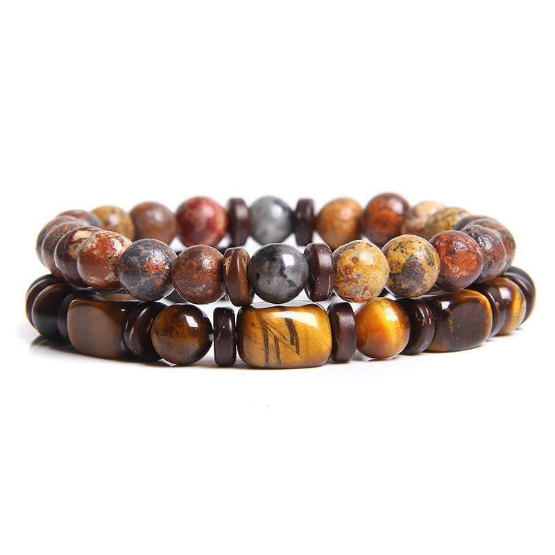 African Turquoise & Tiger Eye Bracelet - Naya-Tiger's eye & African turquoise-Nora Luxe