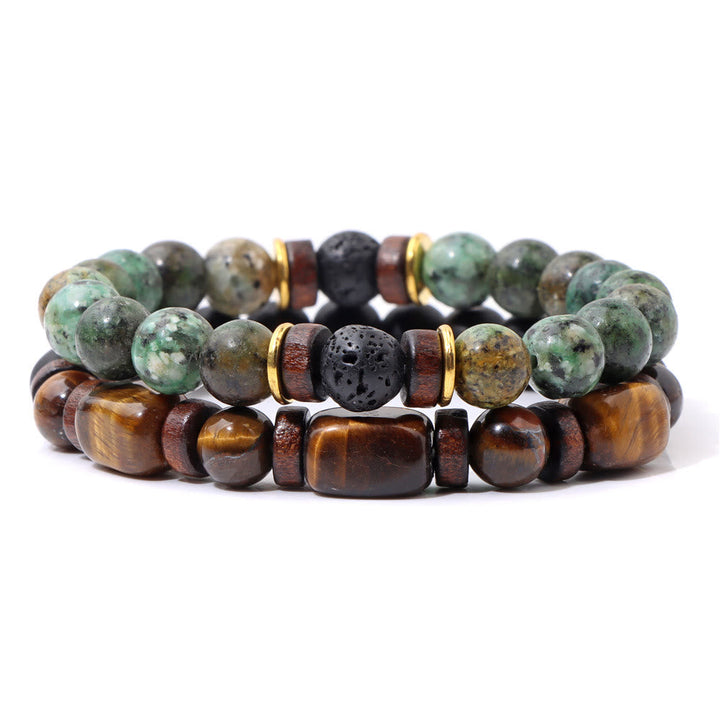 African Turquoise & Tiger Eye Bracelet - Naya-Tiger's eye & African turquoise-Nora Luxe
