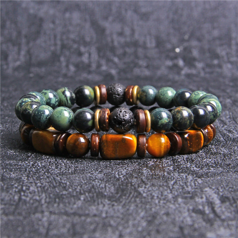 African Turquoise & Tiger Eye Bracelet - Naya-Tiger's eye & African turquoise-Nora Luxe