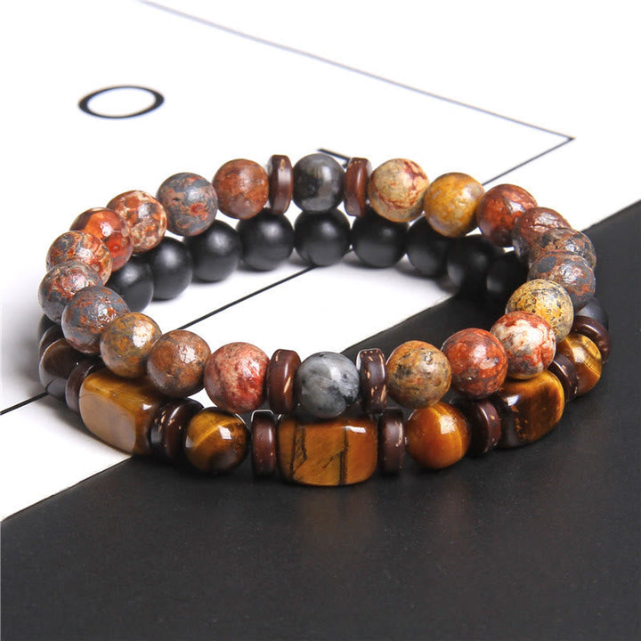 African Turquoise & Tiger Eye Bracelet - Naya-Tiger's Eye & Bronzite-Nora Luxe