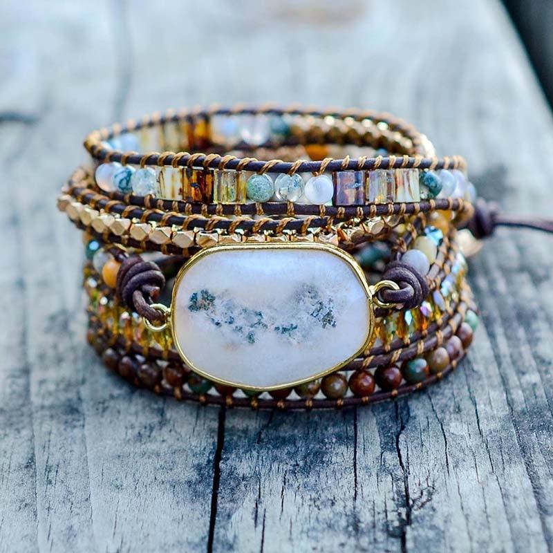 Agate Moonlight Wrap Bracelet - Lunara-Nora Luxe