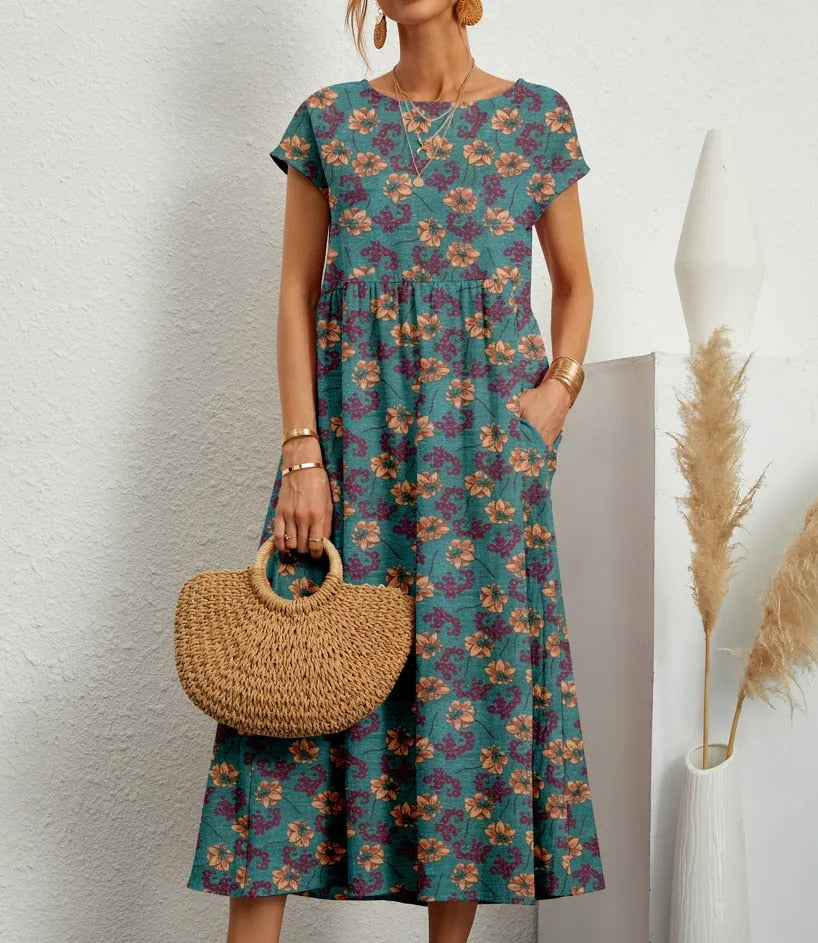 Airy cotton dress – Isadora-Blue-S-Nora Luxe