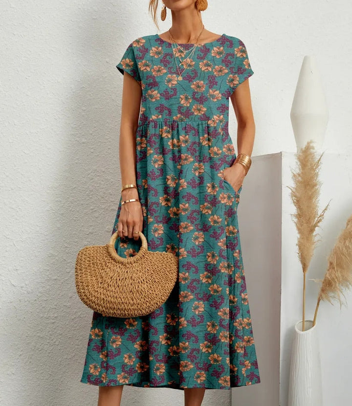 Airy cotton dress – Isadora-Blue-S-Nora Luxe