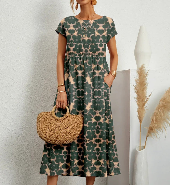 Airy cotton dress – Isadora-Green-S-Nora Luxe
