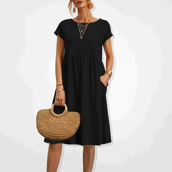 Airy linen dress - Elodie-Black-S-Nora Luxe