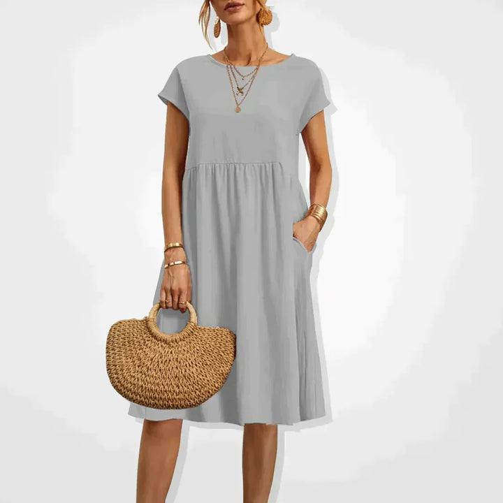 Airy linen dress - Elodie-Gray-S-Nora Luxe