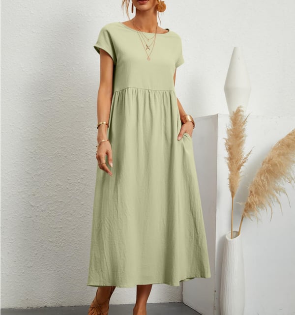 Airy linen dress - Elodie-Light green-S-Nora Luxe
