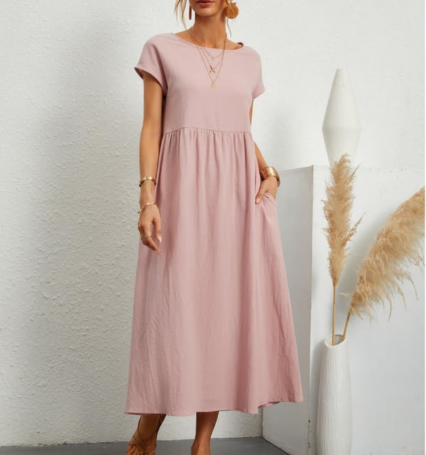 Airy linen dress - Elodie-Pink-S-Nora Luxe